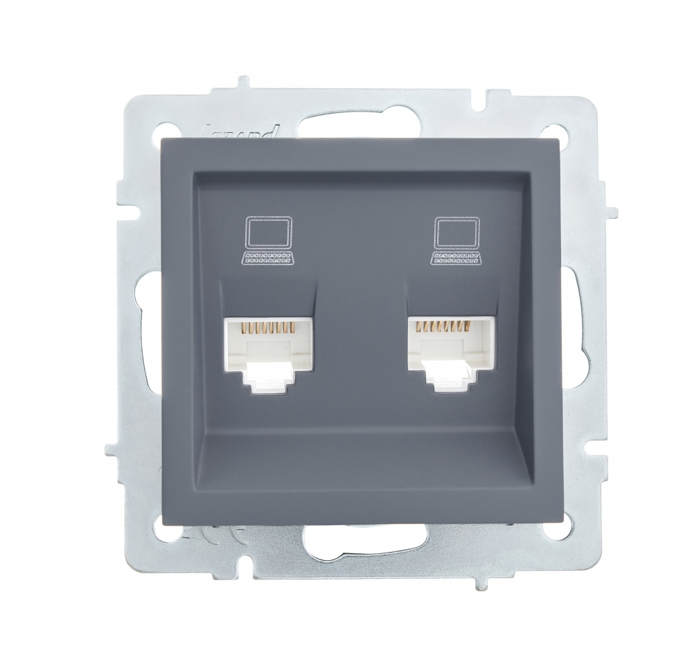 Розетка комп’ютерна подвійна Lezard Vesna шефілд грей 742-3488-141