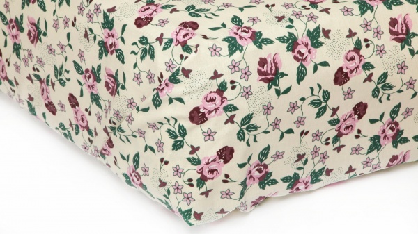 Простынь Роза на резинке 180x200 см бежевый Прованс 