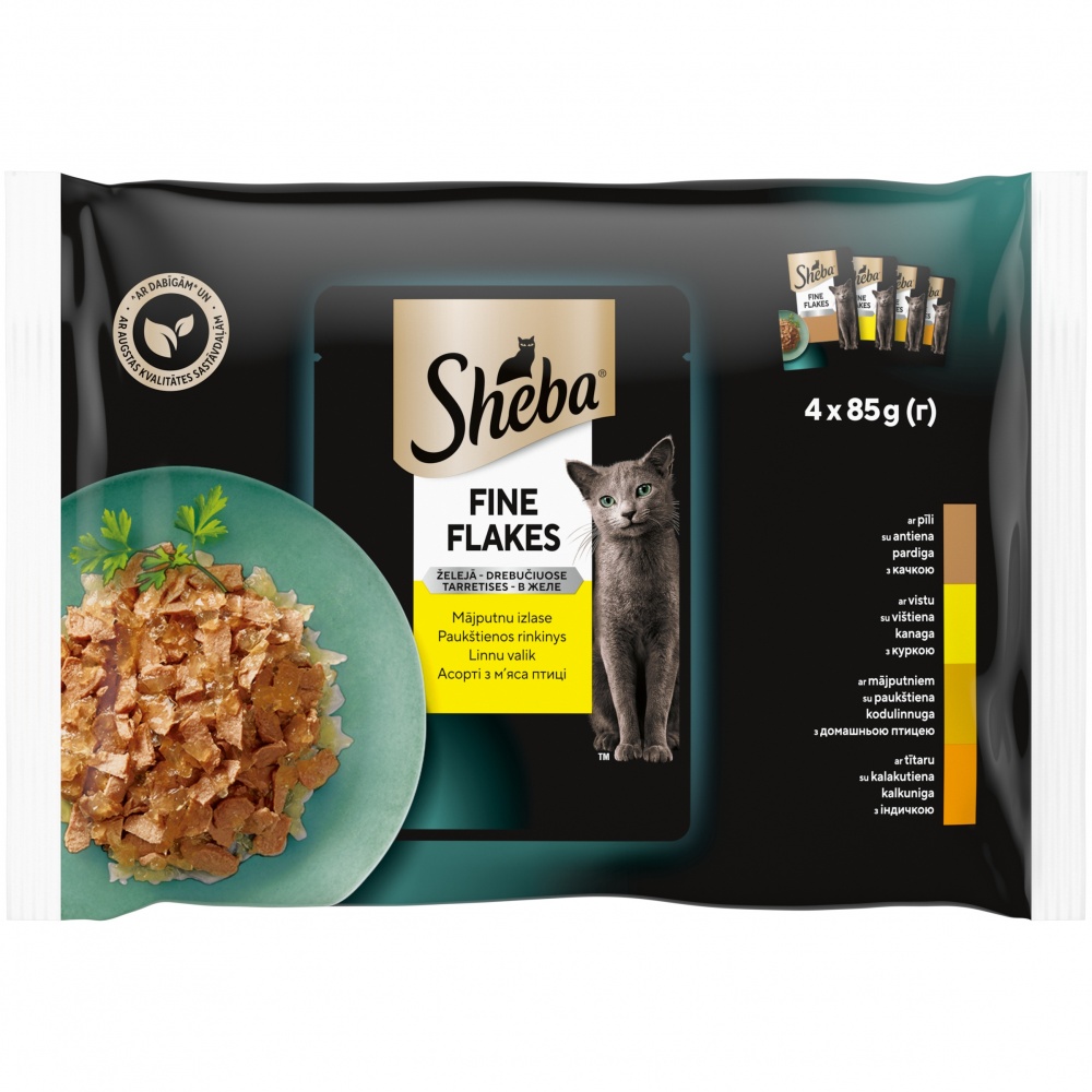 Корм влажный кощек Sheba птица ассорти в желе Мультипак 340 г