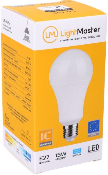 Лампа светодиодная LightMaster LB-615 15 Вт A60 матовая E27 230 В 6500 К 