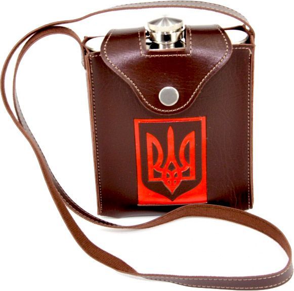 Фляга металева в чохлі Герб України PT-18