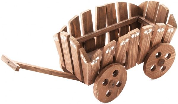 Кашпо декоративне ELSA Візок дерев'яний 50х30x30 см 