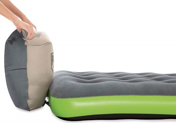 Матрас надувной Bestway с подушкой-насосом 188х22 см серый/зеленый