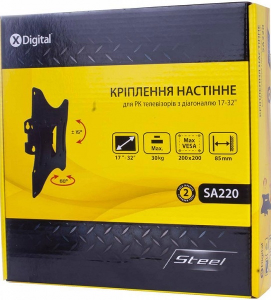 Крепление для телевизора X-Digital STEEL SA220 поворотно-наклонные 17