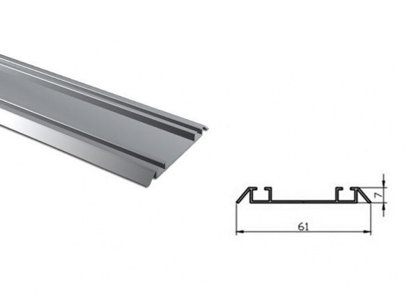 Профіль Braz Line меблевий алюмінієвий 61х7 анод срібло 1,95 м