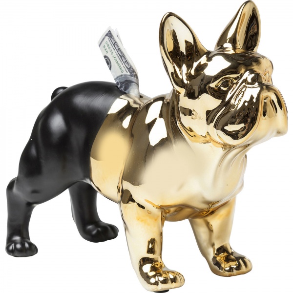 Копилка KARE Design Bulldog черный с золотым 28x34x15 см