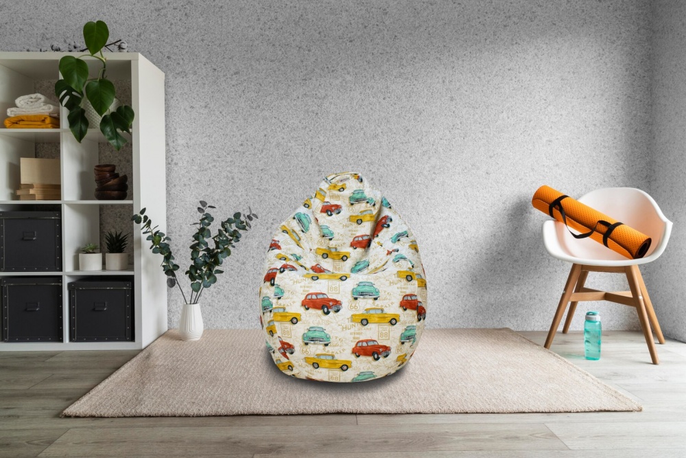 Кресло-мешок Примтекс Плюс MALMO M LUX PT-09 print Cars принт