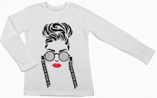 Футболка с длинным рукавом Danaya р.140 белый с рисунком ШЯ19-37 