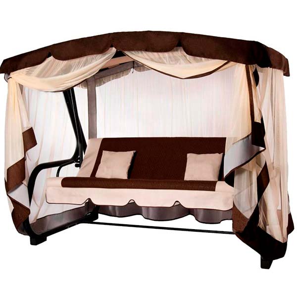 Качели с навесом Indigo Тиффани коричневая 2180х1800х1385 мм 