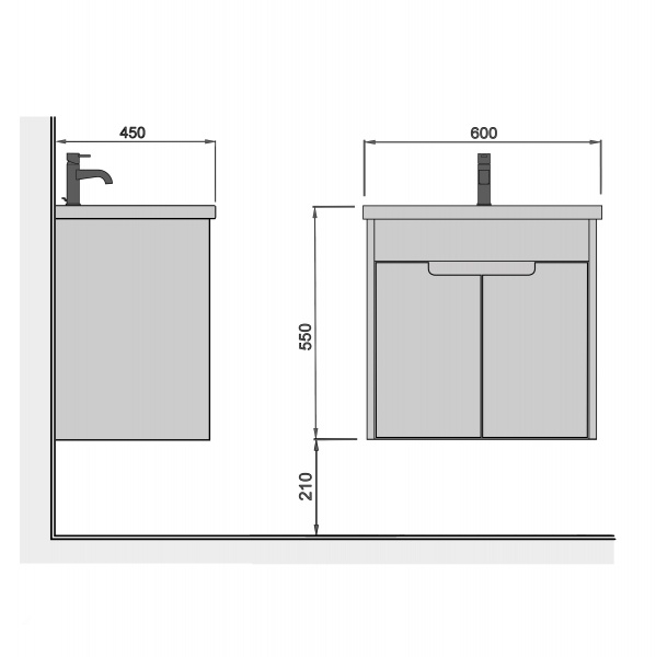 Тумба подвесная Мойдодыр Smart Loft 60-A бетон с белым