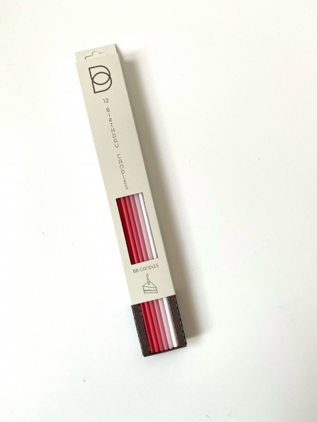 Свічки для торта BB CANDLES мікс червоно-рожевий 25 см 12 шт.