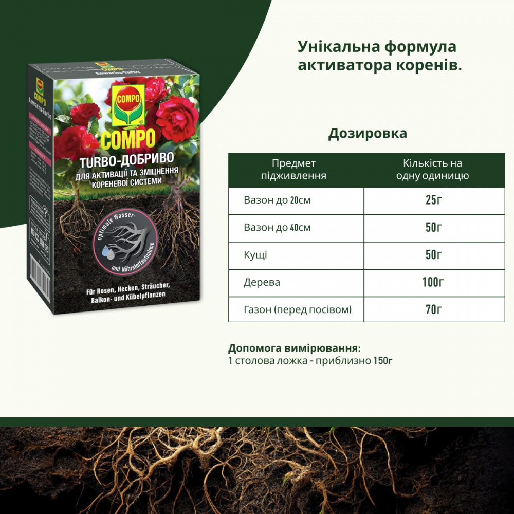Удобрение гранулированное Compo TURBO® для активации корневой системы 700 г