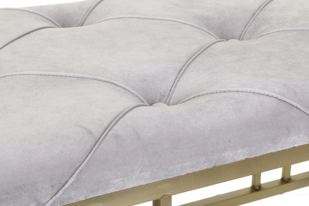 Банкетка La-Graf 900х420х460 мм светло-серый/золотой (A-017)