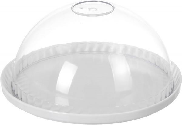 Блюдо з пластиковою кришкою 23 см, порцеляна, біле 