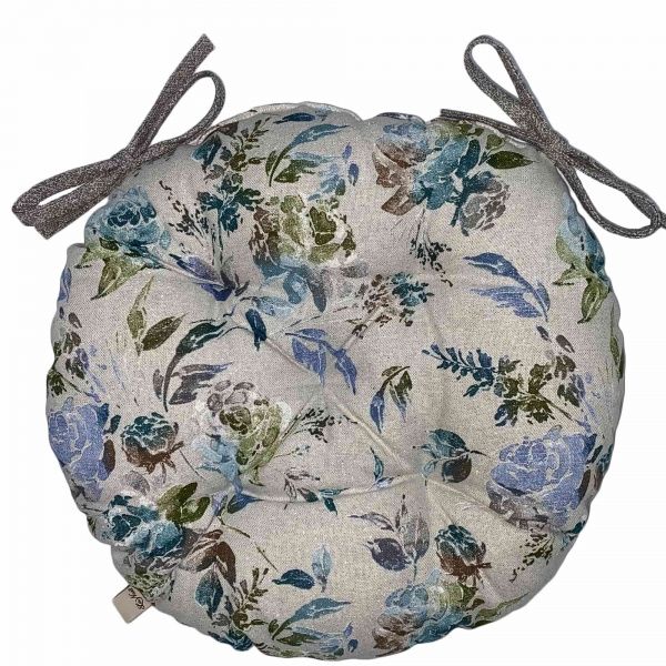 Подушка на стул ORO Роза голубая круглая La Nuit