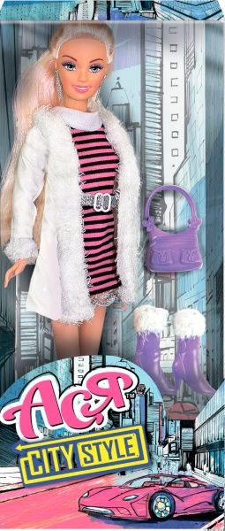 Кукла Ася Sity Style Блондинка в полосатом платье 35067