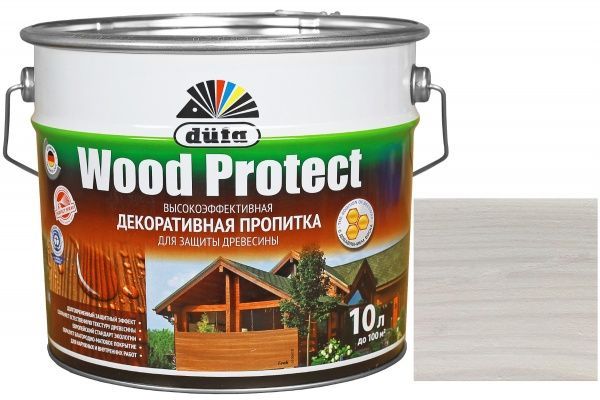 Декоративное средство Dufa EXPERT Wood Protect белый шелковистый глянец 10 л