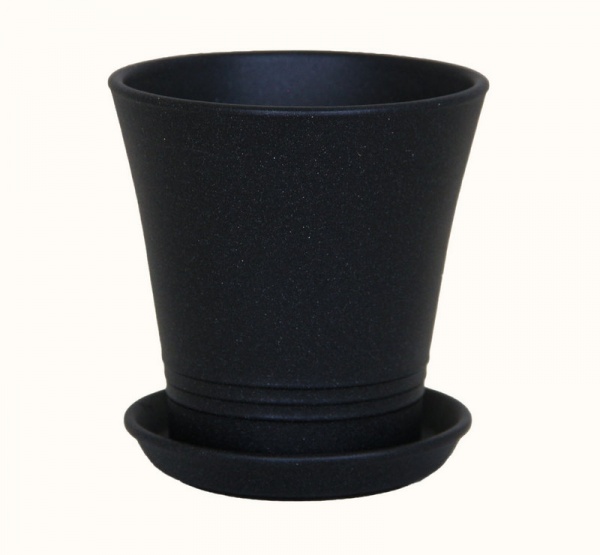 Горщик керамічний Оріана-Запоріжкераміка Модерн крошка круглий 1 л чорний (068-1-023) 