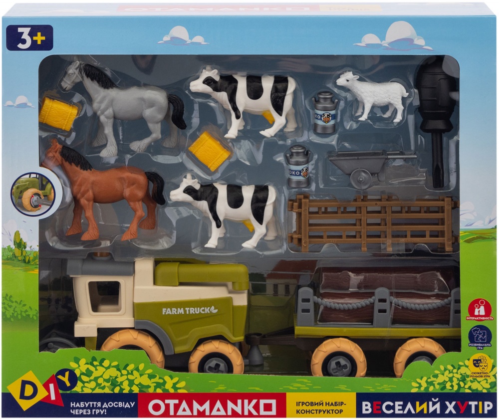 Игровой набор OTAMANKO Веселый хутор (комбайн с прицепом, лошади, коровы и овца) 532.01.64