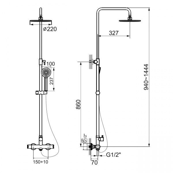 Душевая система Imprese Centrum T-15420