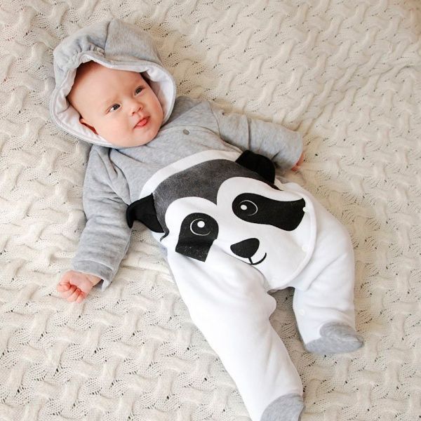 Комбінезон Minikin Єнот р.68 білий із сірим 1816904 