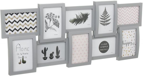 Коллаж на 10 фото 74х32х4 см 10x15 см серый 