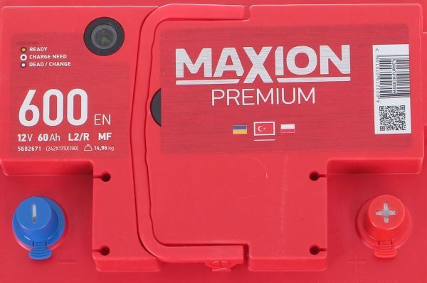 Аккумулятор автомобильный MAXION Premium 6СТ - 60 А2E 600 R 60А 12 B «+» справа