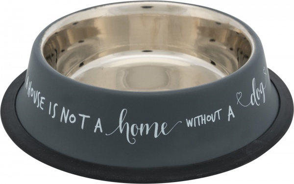Миска Trixie для собак на гумовій основі сіра металева 0.45 л 16 см (25142)