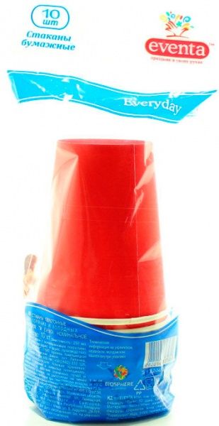 Стакан паперовий Eventa колір в асортименті 250 мл 10 шт.