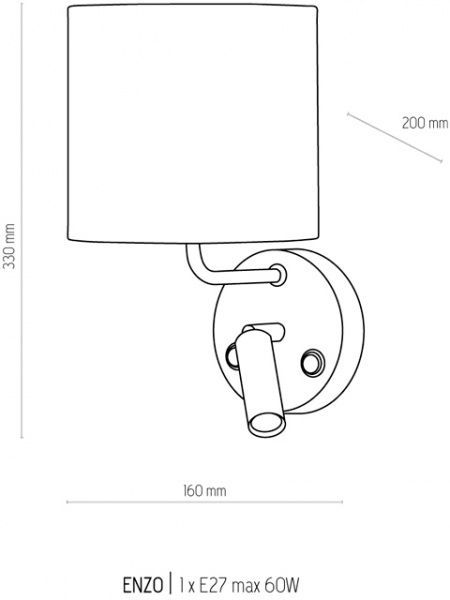 Бра TK Lighting ENZO 1xLED 1x60 Вт E27 хром/черный 4232 