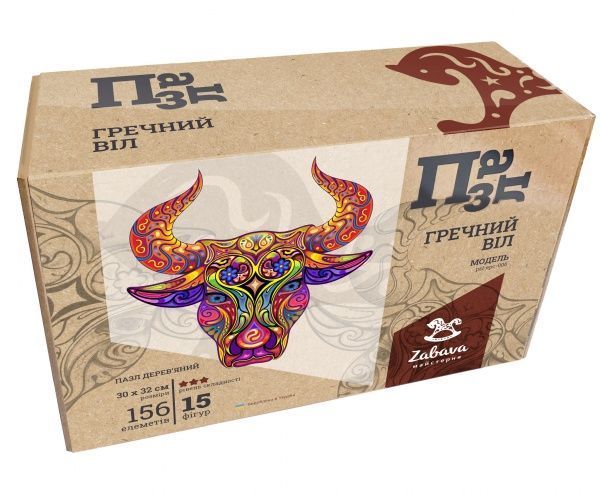 Пазл дерев'яний Гречний віл 300х320 мм ZABAVA 