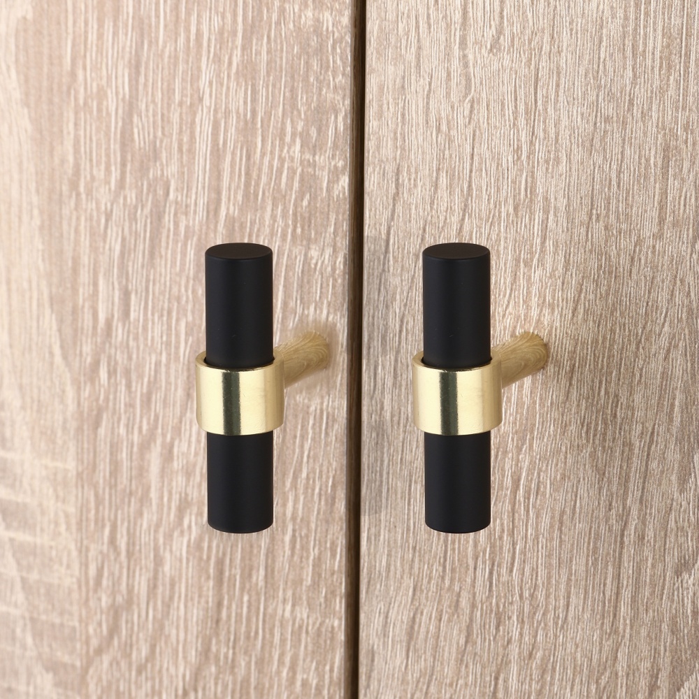 Ручка для меблів кнопка на один отвір мм чорний/золото