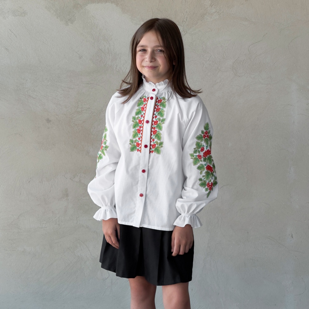 Вышиванка для девочек Эдельвика Калина р.122 белый 262-25/09