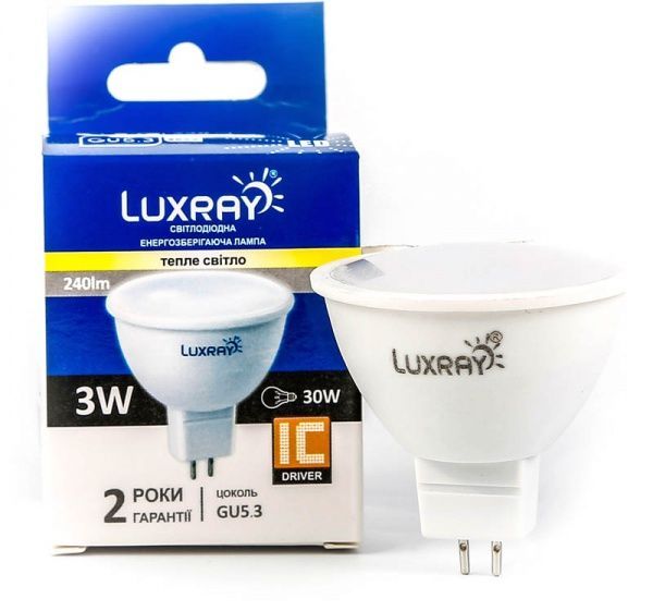 Лампа світлодіодна Luxray 3 Вт MR16 матова GU5.3 220 В 4200 К LX442-MR16-03 