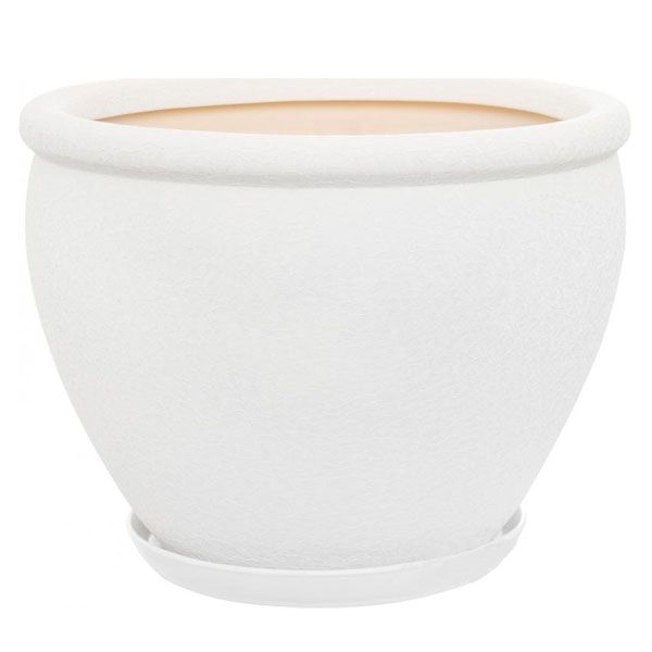 Горщик керамічний Оріана-Запоріжкераміка В'єтнам №1 шовк круглий 18л білий (011-1-077) 