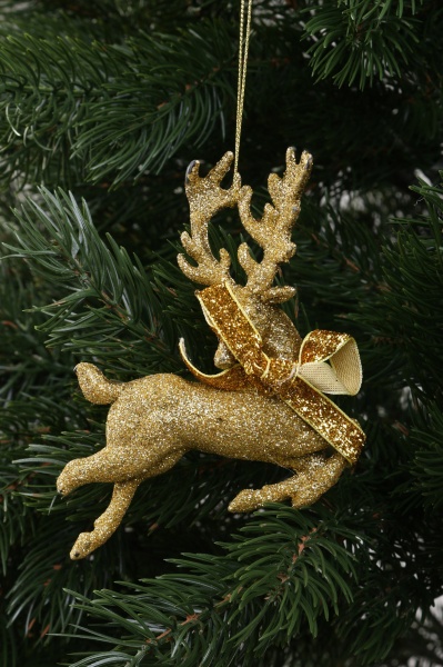 Декоративна підвіска Олень з декором 12x10 см E2356G золотий