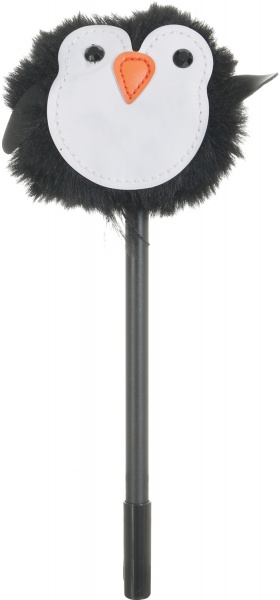 Ручка кулькова Пінгвін з штучним хутром чорний 