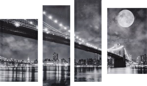 Картина модульная 4 части Города G-885 (2 - 53х32, 2 - 24х70) 118x75 см Е0078 