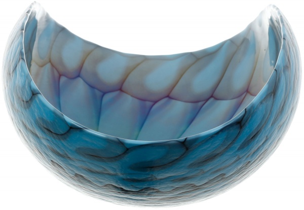 Ваза Yalos Murano BELUS 15 см бірюзова з чорними нитками та перламутровим ефектом 