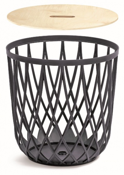 Корзина ажурная с деревянной крышкой многофункциональная 20 л, 337х292 мм, антрацит 