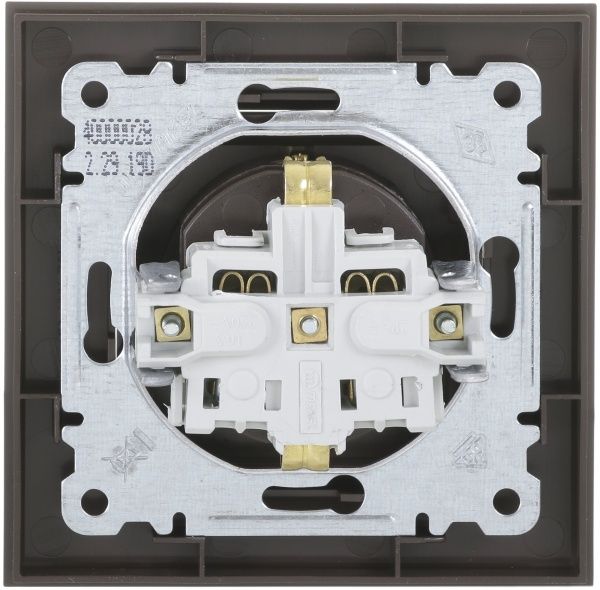 Розетка із заземленням Makel Karea без шторок з кришкою коричневий