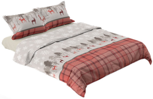Комплект постільної білизни Чарівний ліс 1,5 бежевий із червоним Rigel 