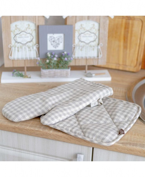 Прихватка Bella 20x20 см сірий із малюнком Прованс 