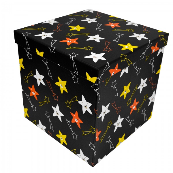 Коробка подарочная черная звезды 26.5х26.5 см 411222410