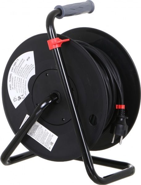 Удлинитель на катушке Electraline +1 розетка 3м с заземлением 5 гн. черный 30 м 49027 