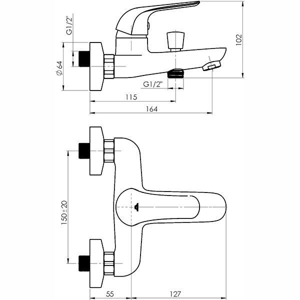 Змішувач для ванни Rubineta Lima-10 LI10008