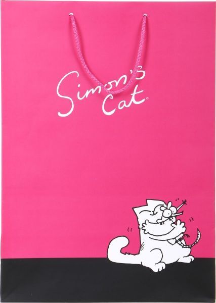 Пакет паперовий Simon's Cat 34х23х10 см рожевий
