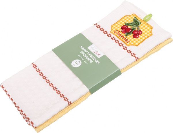Набір рушників кухонних Вишня 2 шт. 45x70 см білий із жовтим Home Line 