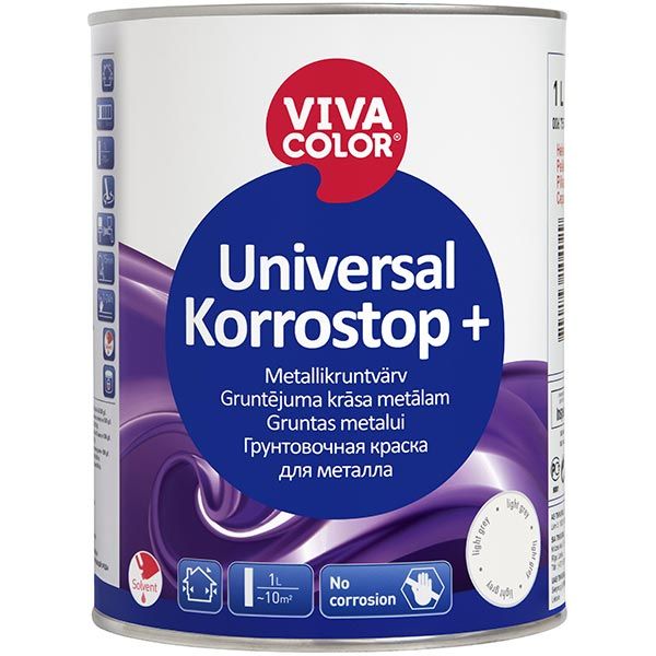 Краска-грунт Vivacolor Korrostop Plus серая 3 л