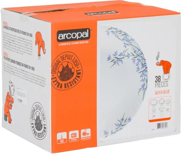 Сервиз столовый Aliya Blue 38 предметов на 6 персон L7796 Arcopal